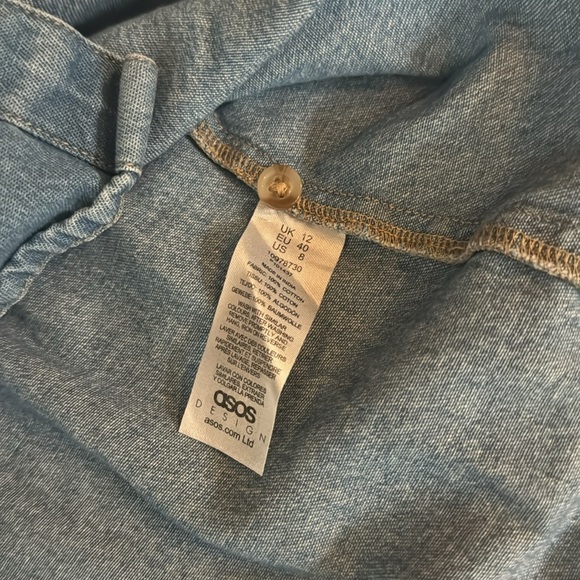 ASOS DESIGN DENIM BUTTON DOWN PLEATED AT SHOULDER - Picture 6 of 7